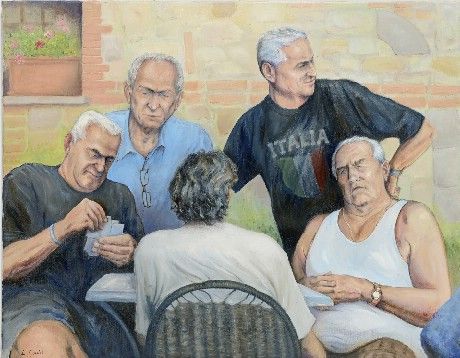 Italian card game - On a very hot summer day, in the little Tuscan  village of Monte Castello di Vibio.