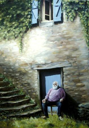Le meunier - The water mill of many family holidays with the miller resting with his Pernod (in fact my brother in law, Musa Moris Farhi).