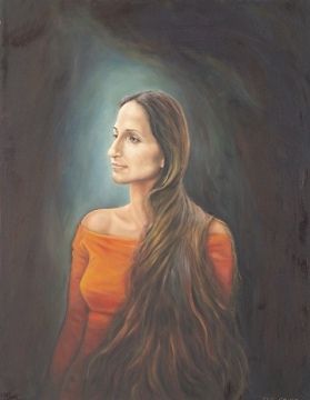 Shlomit - A fortuitous encounter at a cinema led me to paint the portrait of this regal Israeli beauty.