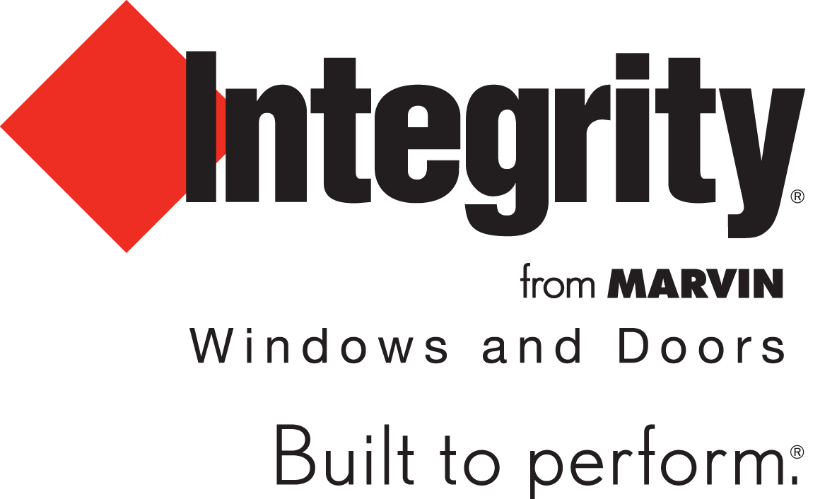 A logo for integrity from marvin windows and doors built to perform
