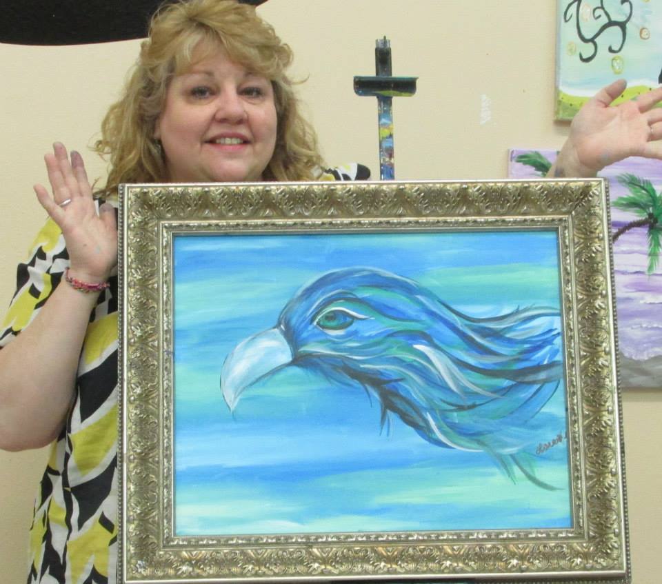 Lorea Hokanson and Seahawk painting