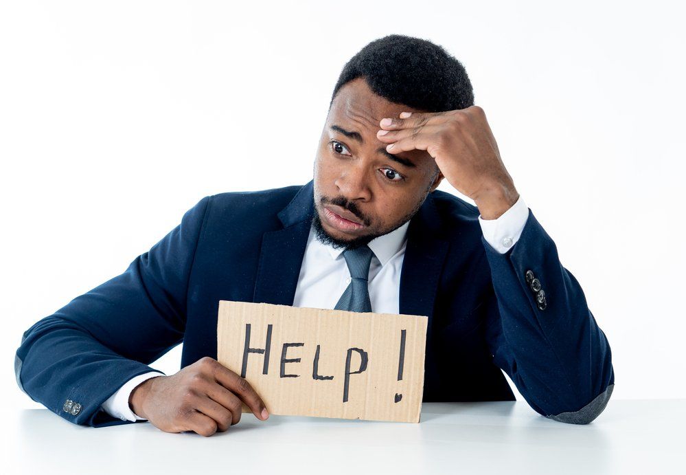 business man asking for help