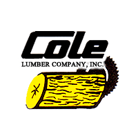 the logo for cole lumber company inc. is a log with a saw in it .