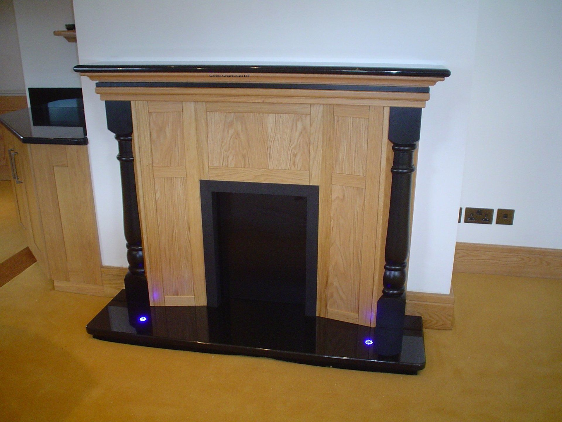 Black Granite hearth and Mantle