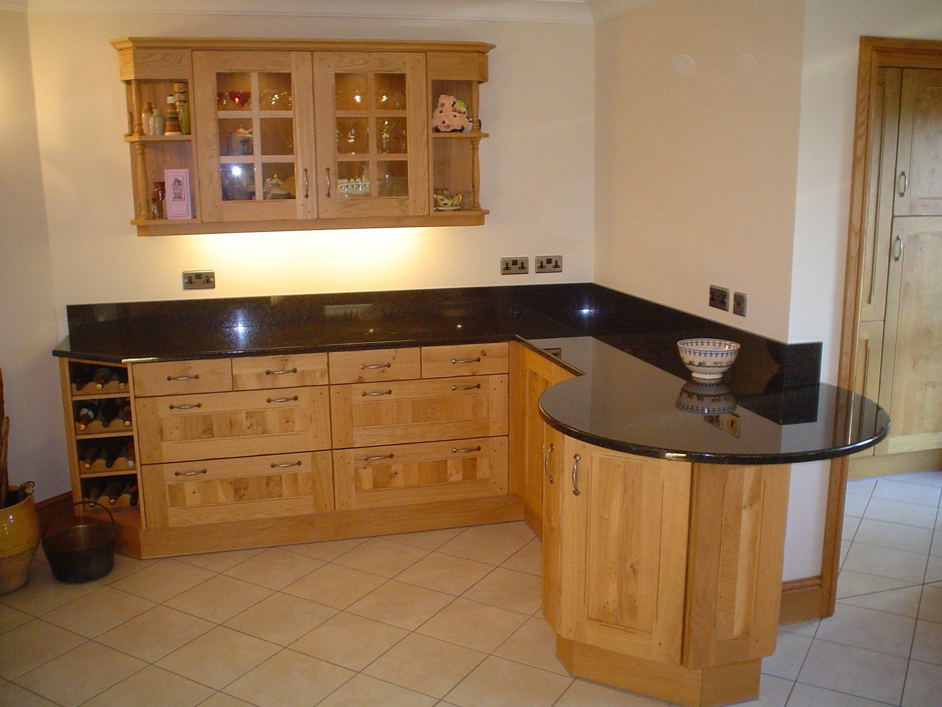 Black Granite with rounded breakfast bar