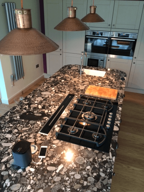 Black Mosaic Granite Island Unit