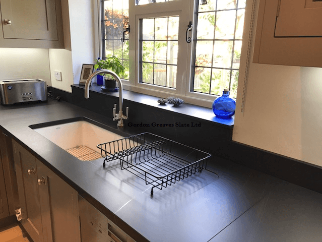 Brathay Black Worktop with upstands and window cill