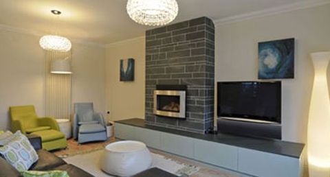 Polished slate feature fireplace Polished slate feature fireplace