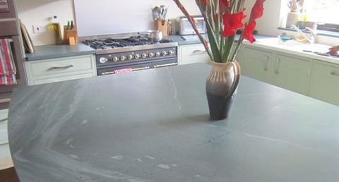 Green slate island unit with pencil round edge detail