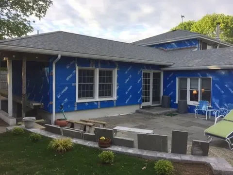 Blue house with pattern — Deep River, CT — Zdon Builders, Inc. Blue house with pattern — Deep River, CT — Zdon Builders, Inc.
