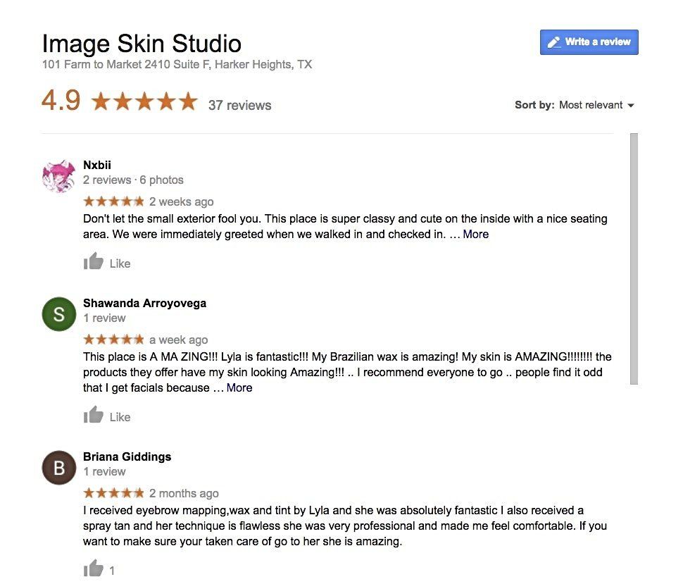 Image Skin Studio Day Spa Google Review Snapshot Image Skin Studio Day Spa Google Review Snapshot