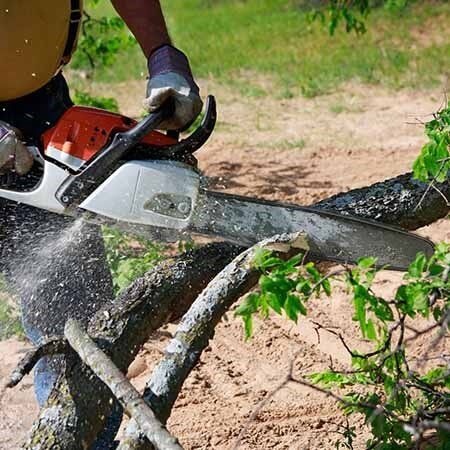 Man using a chainsaw