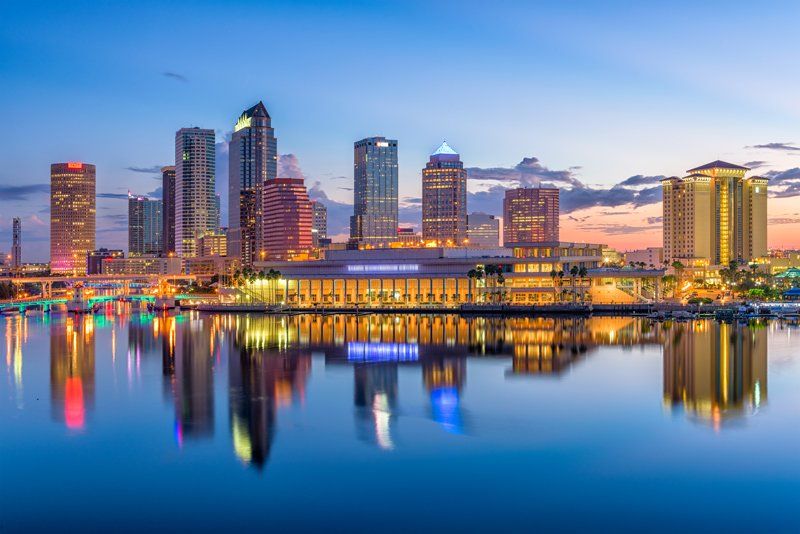 Tampa Bay skyline at night