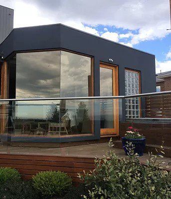 building with large glass windows