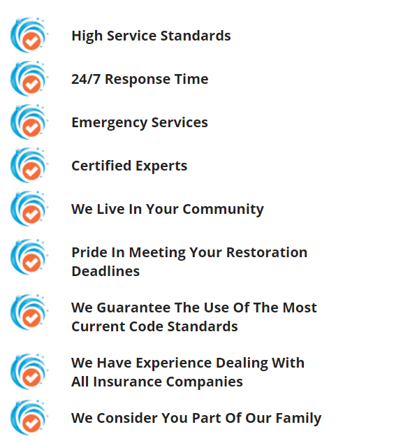A list of high service standards and emergency services