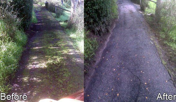 Before and After Pressure Washing on Road — Monterey, CA — Better View Window Cleaners