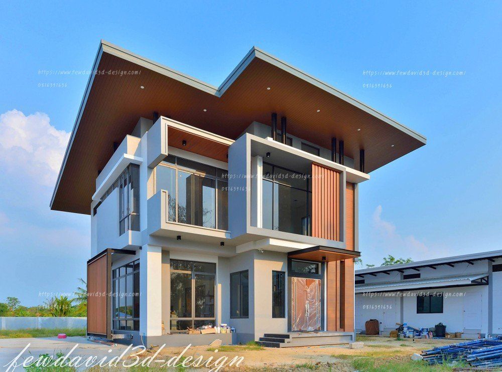 บ้านพักอาศัย 2ชั้น อ.วิเศษชัยชาญ จ.อ่างทอง รับออกแบบบ้านโมเดิร์น