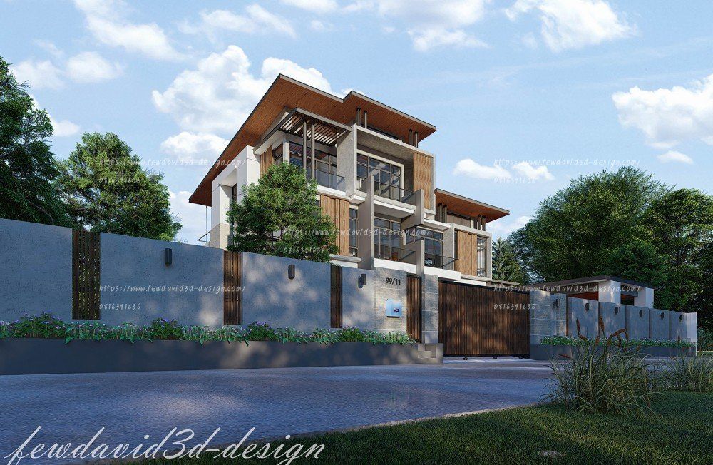 บ้านพักอาศัย3ชั้น อ.สามโคก จ.ปทุมธานี ,คุณสุฤทธิ์ ฯ รับออกแบบบ้าน 3 ชั้น