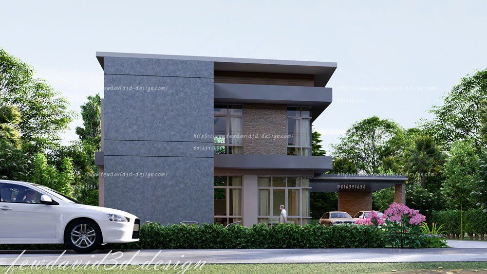 รับออกแบบบ้าน 2 ชั้น,โมเดิร์น