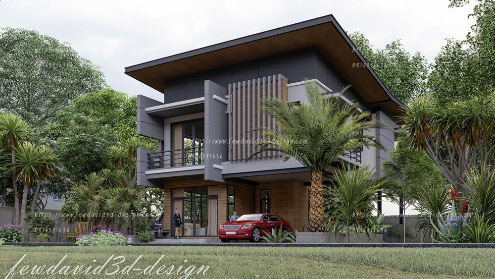 รับออกแบบบ้าน โมเดิร์น 2ชั้น