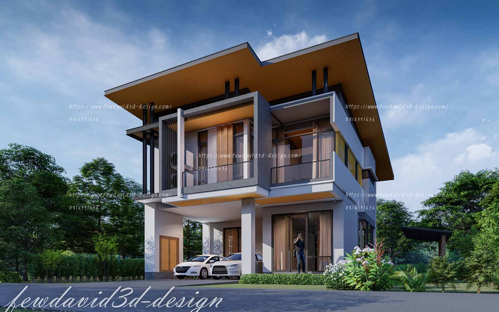 รับออกแบบบ้าน โมเดิร์น 2ชั้น