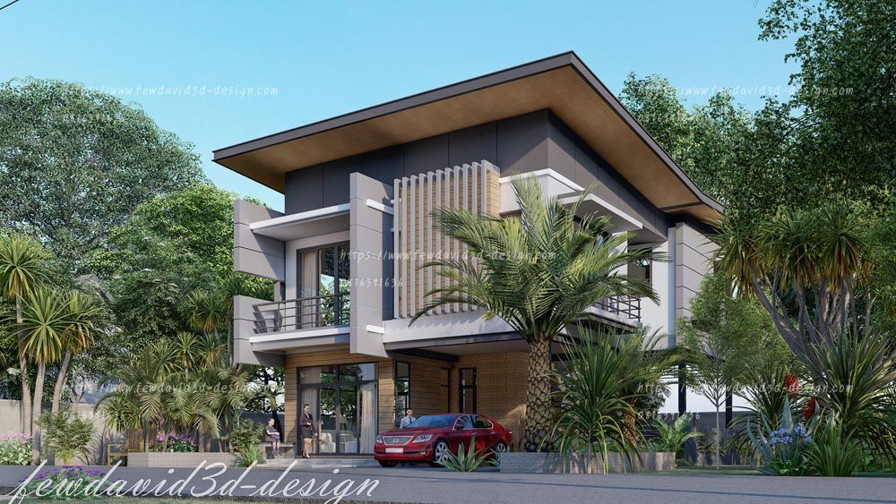 รับออกแบบบ้าน โมเดิร์น 2ชั้น