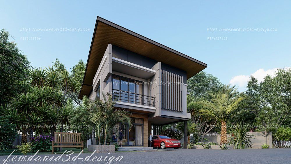 รับออกแบบบ้าน โมเดิร์น 2ชั้น