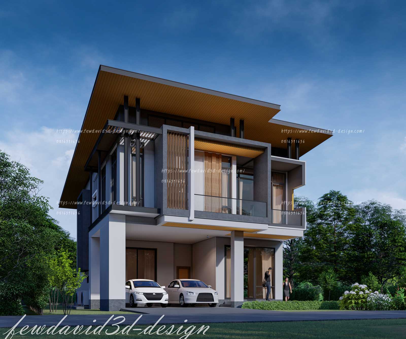 รับออกแบบบ้าน โมเดิร์น 2ชั้น