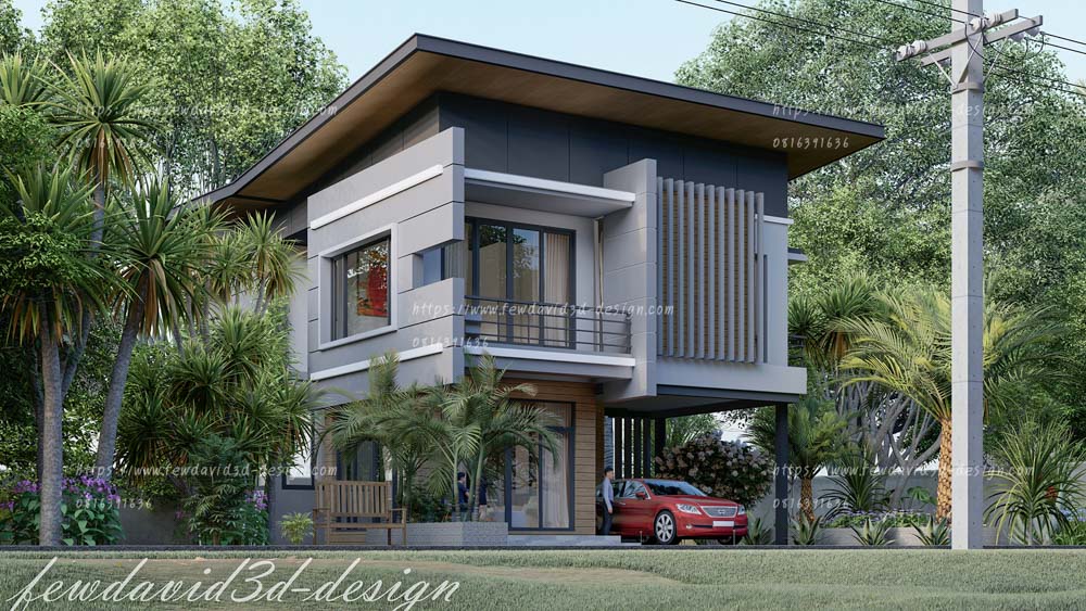 รับออกแบบบ้าน โมเดิร์น 2ชั้น