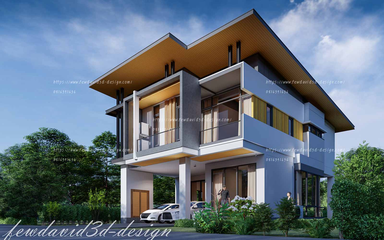 รับออกแบบบ้าน โมเดิร์น 2ชั้น