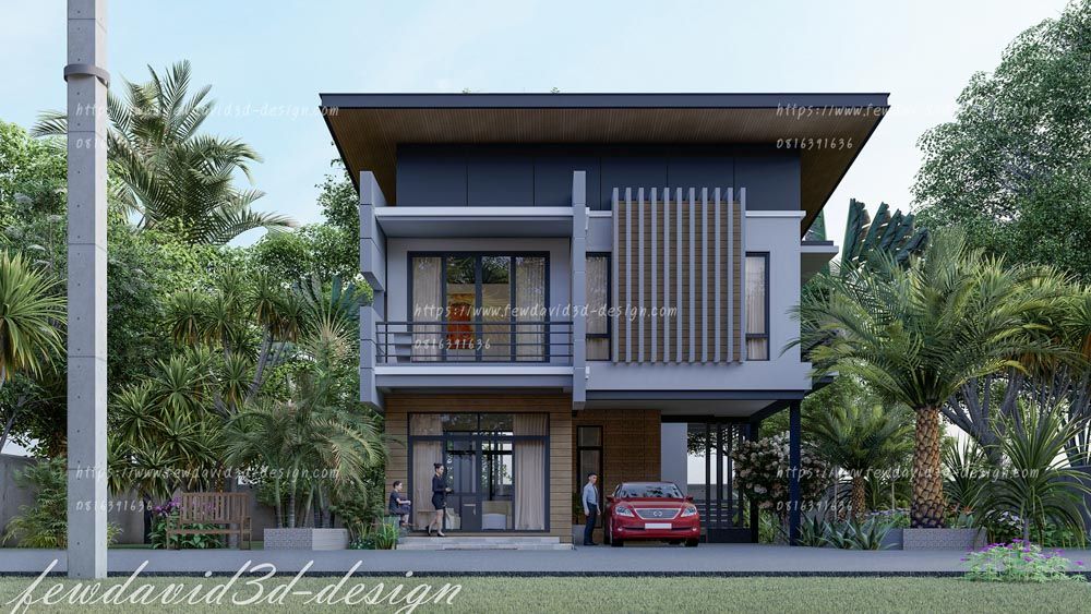 รับออกแบบบ้าน โมเดิร์น 2ชั้น
