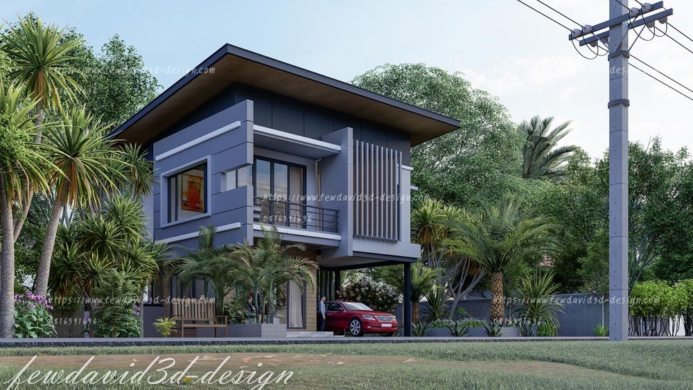 รับออกแบบบ้าน โมเดิร์น 2ชั้น