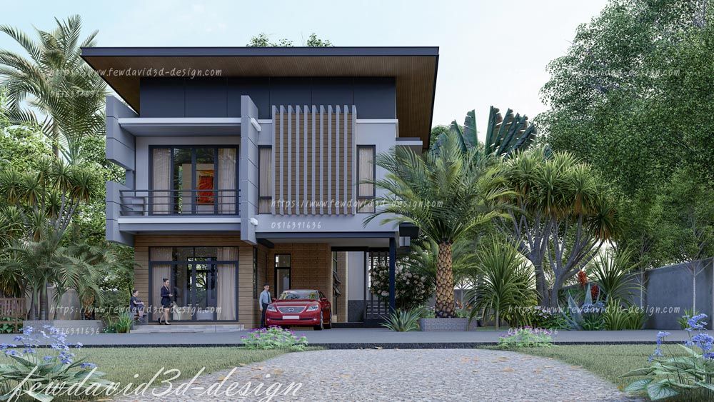 รับออกแบบบ้าน โมเดิร์น 2ชั้น