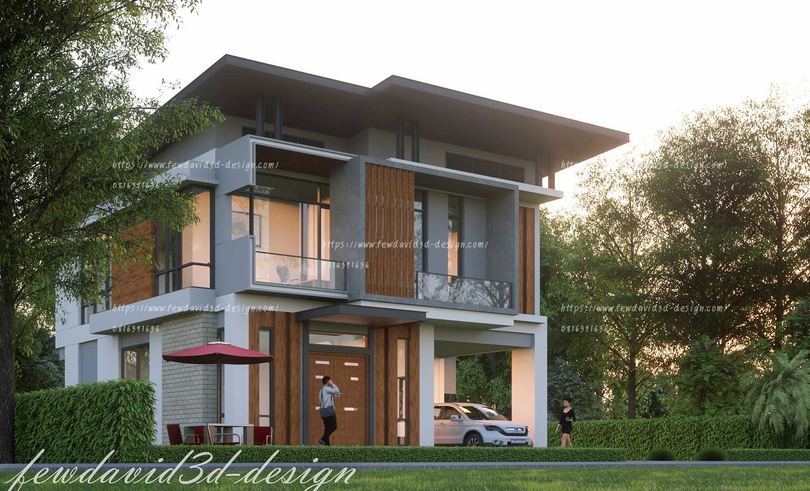 รับออกแบบบ้าน โมเดิร์น 2 ชั้น