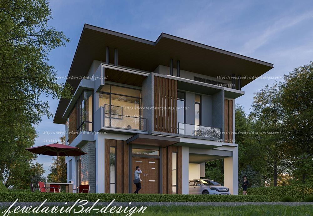 รับออกแบบบ้าน โมเดิร์น 2 ชั้น