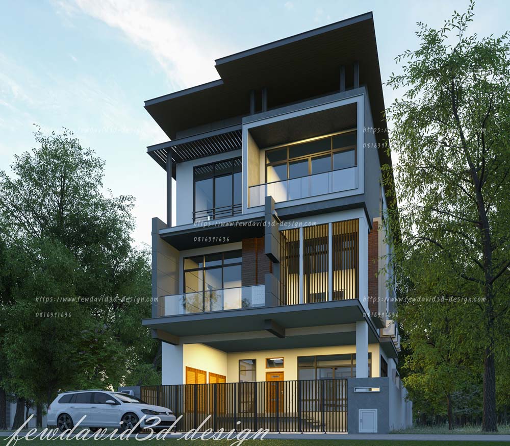รับออกแบบบ้าน โมเดิร์น 3 ชั้น