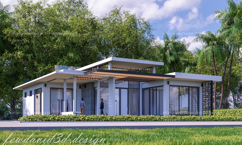 บ้านพักอาศัยชั้นเดียว มีดาดฟ้า ต.บ้านดู่ จ.เชียงราย รับออกแบบบ้าน