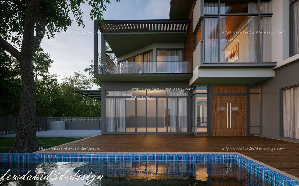 บ้านพักอาศัย2ชั้น อ.เมืองสกลนคร จ.สกลนคร คุณปณิธิ พรหมสาขา ณ สกลนคร รับออกแบบบ้าน โมเดิร์น