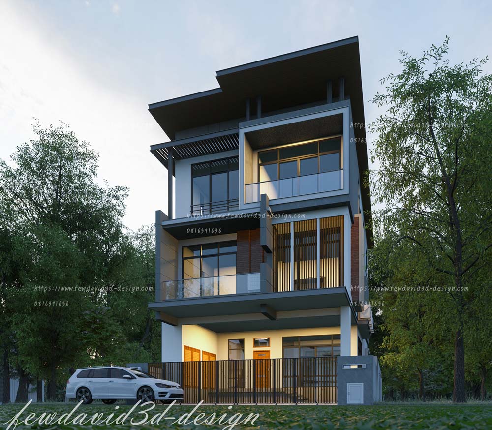 รับออกแบบบ้าน โมเดิร์น 3 ชั้น