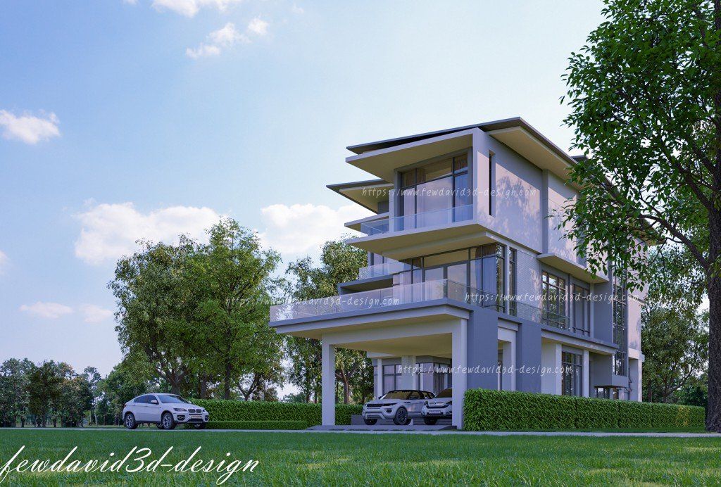 Modern three storey house in Phnom Penh Cambodia .Mr.Samnang รับออกแบบบ้าน 3 ชั้น