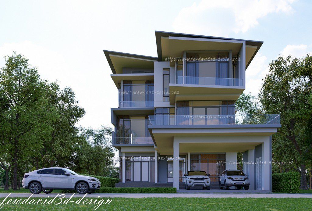 Modern three storey house in Phnom Penh Cambodia .Mr.Samnang รับออกแบบบ้าน 3 ชั้น