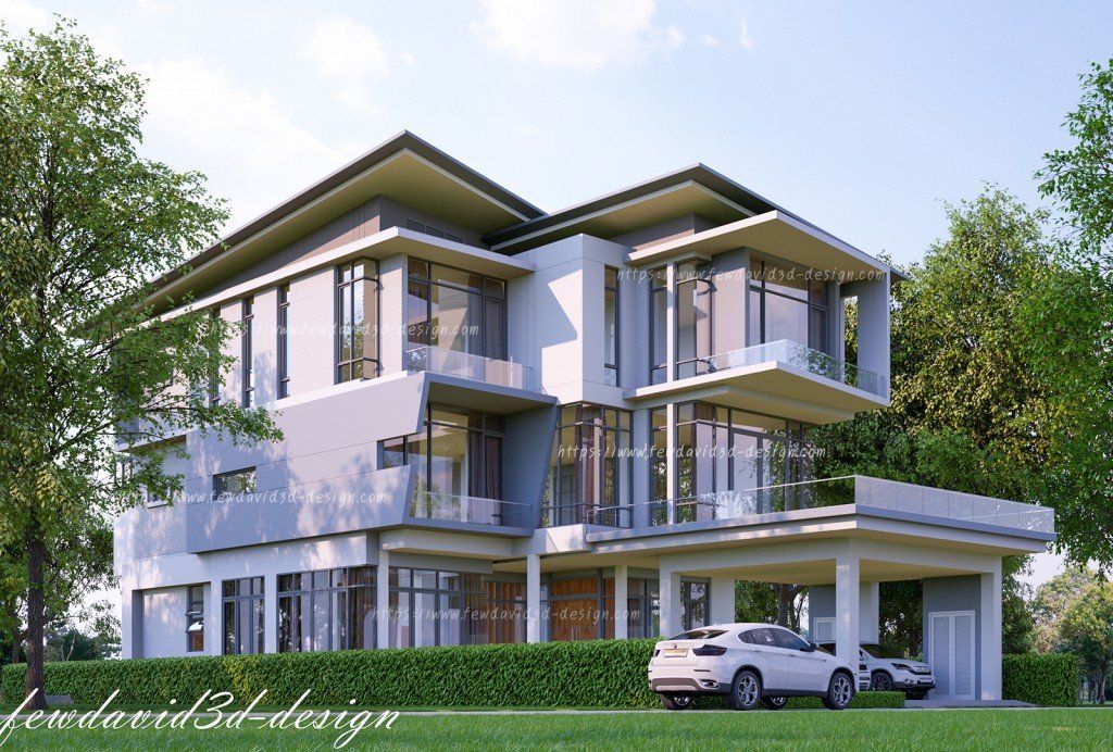 Modern three storey house in Phnom Penh Cambodia .Mr.Samnang รับออกแบบบ้าน 3 ชั้น