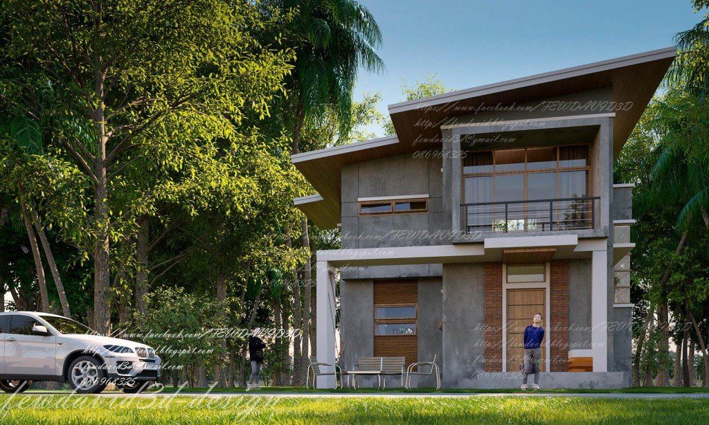 บ้านพักอาศัย2ชั้น modern loft อ.เมือง จ.ราชบุรี คุณดวงเดือน พุทเรขา รับออกแบบบ้าน โมเดิร์นลอฟต์