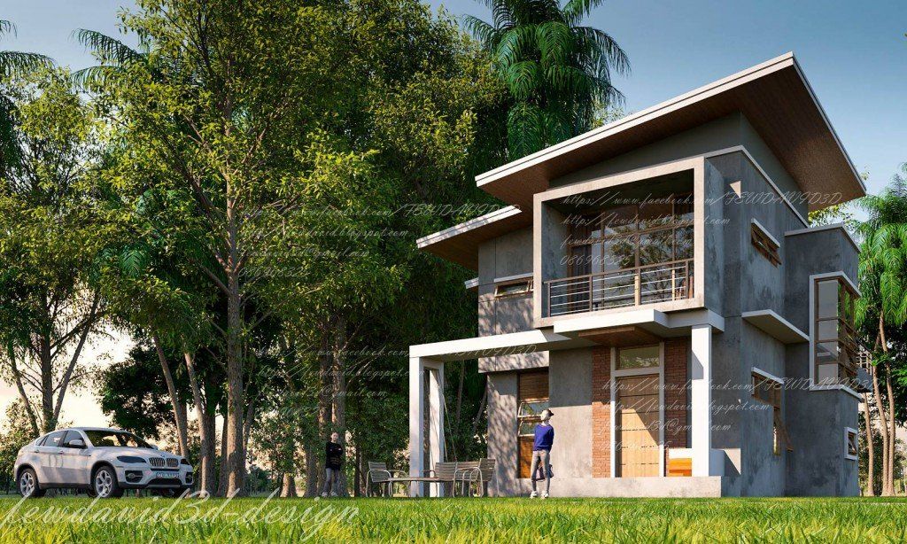 บ้านพักอาศัย2ชั้น modern loft อ.เมือง จ.ราชบุรี คุณดวงเดือน พุทเรขา รับออกแบบบ้าน โมเดิร์นลอฟต์