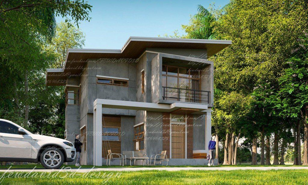 บ้านพักอาศัย2ชั้น modern loft อ.เมือง จ.ราชบุรี คุณดวงเดือน พุทเรขา รับออกแบบบ้าน โมเดิร์นลอฟต์