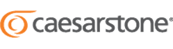 Caesarstone logo with orange swirl icon and gray text on white background