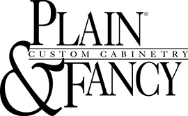 Plain & Fancy custom cabinetry logo in black text on a white background