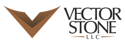 Vector Stone LLC logo with brown geometric V symbol and black text