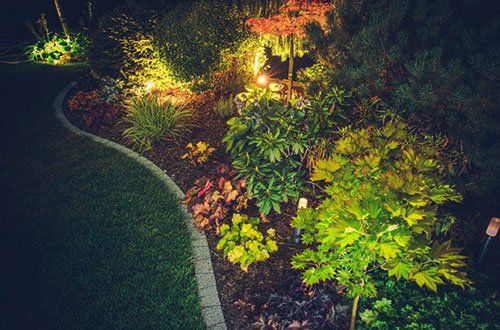 Illuminated Backyard Garden — Greer, SC — Smith Irrigation & Landscaping