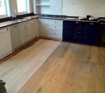 Before and After photo of sanded floor